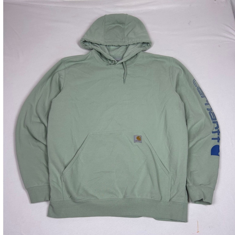 Carhartt Mens Loose Fit Graphic Sleeve Hoodie Sage Green Large